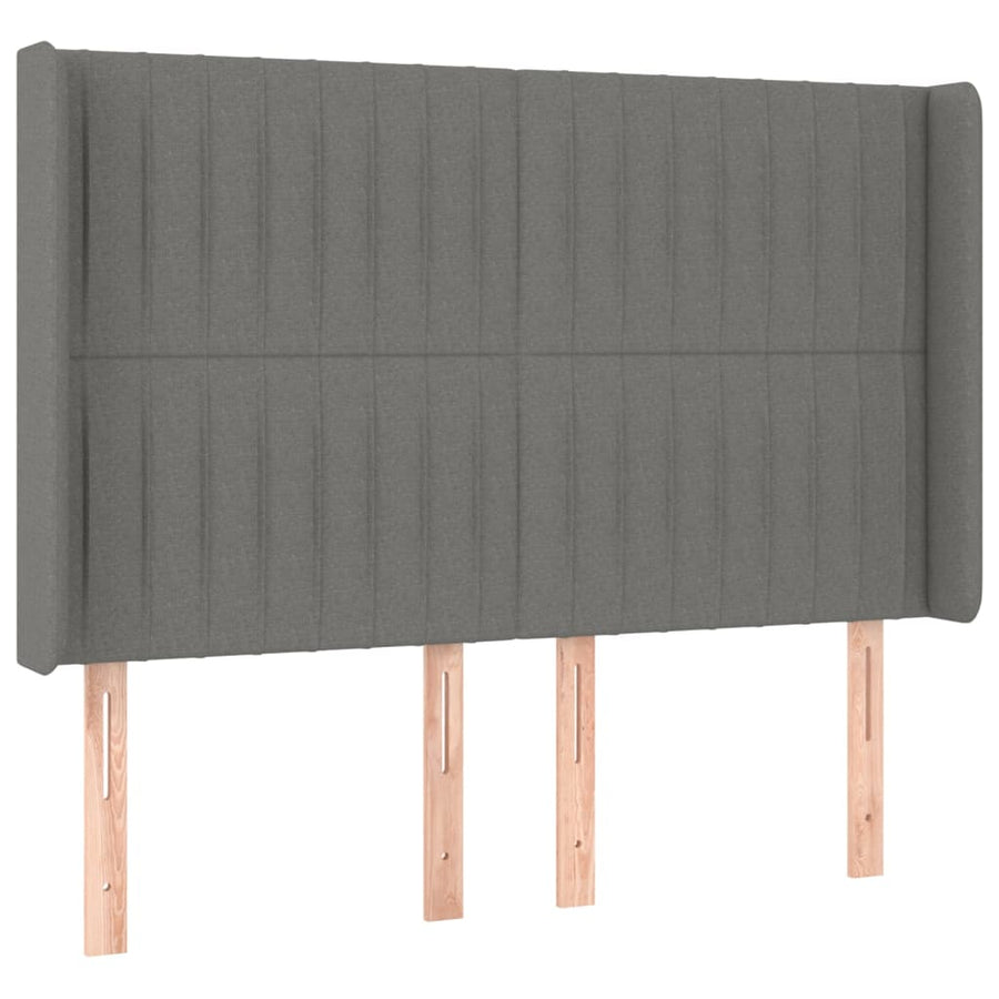 Boxspring Met Matras En Led Stof Donkergrijs 140 x 200 cm Verticale strepen