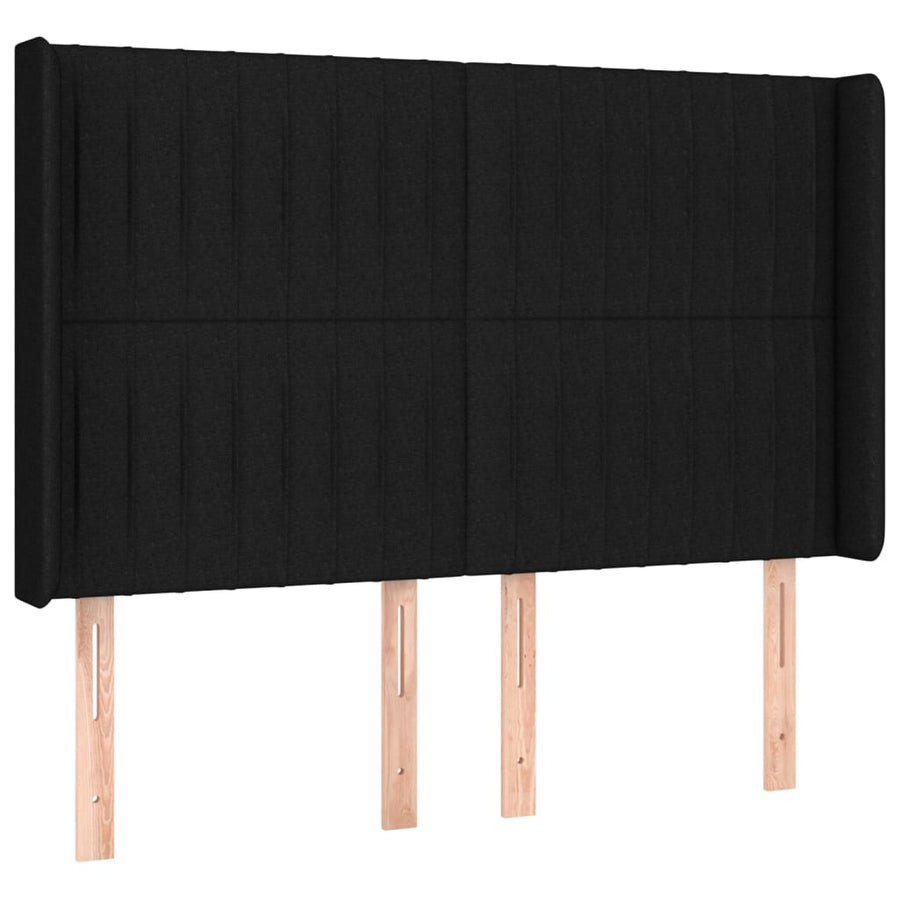 Boxspring Met Matras En Led Stof Zwart 140 x 200 cm Verticale strepen