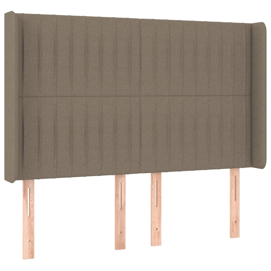 Boxspring Met Matras En Led Stof Taupe 140 x 200 cm Verticale strepen