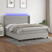 Boxspring 160x200 cm lichtgrijs met matras en LED