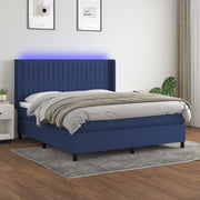 Boxspring 160x200 cm blauw met matras en LED