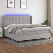 Boxspring met matras LED lichtgrijs 200x200 cm