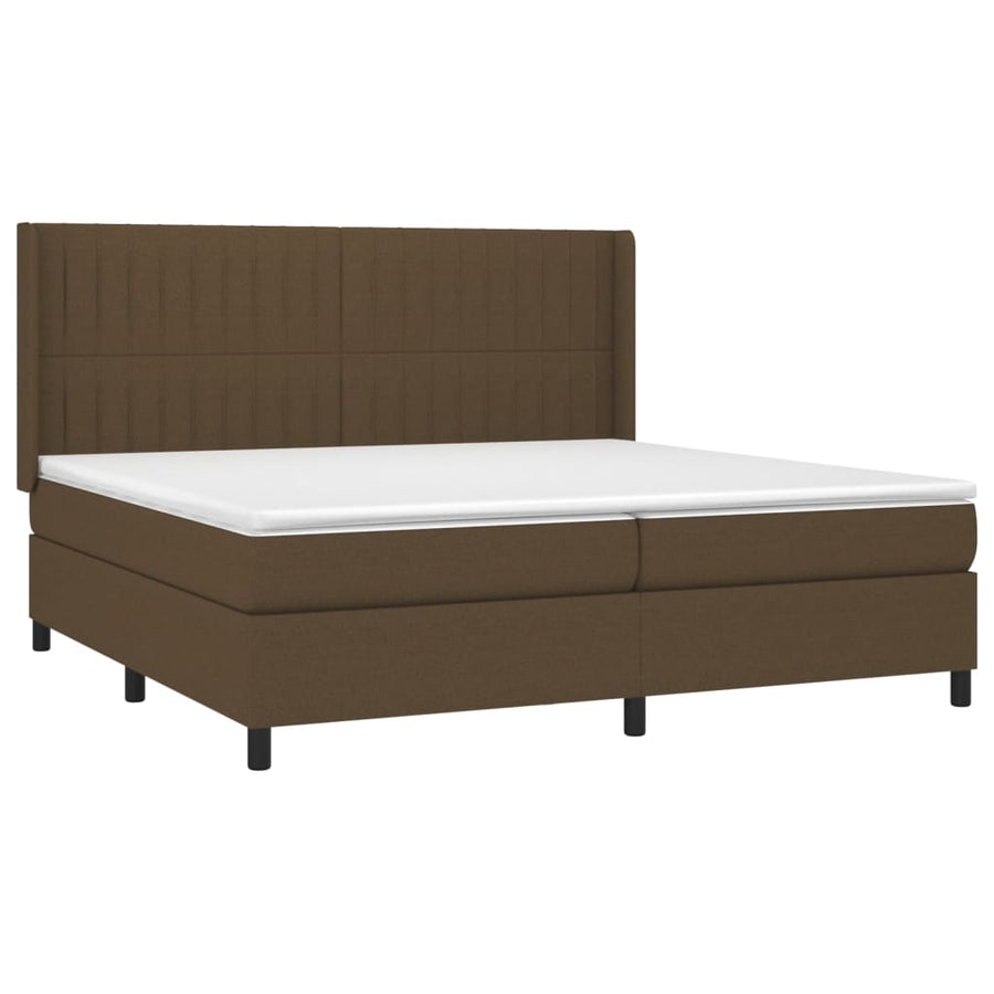 Boxspring Met Matras En Led Stof Donkerbruin 200X200 Cm 200 x 200 cm Verticale strepen