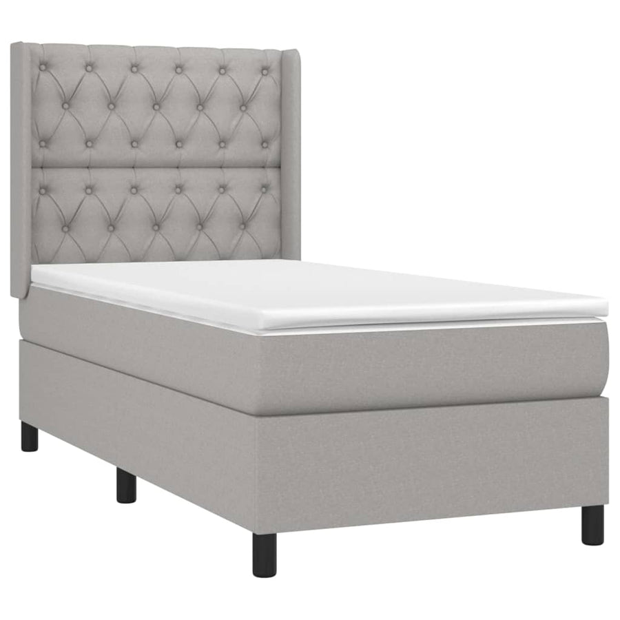Boxspring met matras en LED stof lichtgrijs 80x200 cm 80 x 200 cm Lichtgrijs