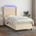 Box spring with mattress and LED fabric cream 80x200 cm