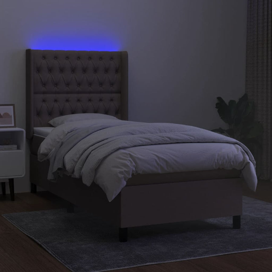 Boxspring Met Matras En Led Stof Taupe 90 x 190 cm Getuft ontwerp