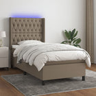 Boxspring Met Matras En Led Stof Taupe 90 x 190 cm Getuft ontwerp