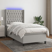 Boxspring met matras 90x200 cm lichtgrijs