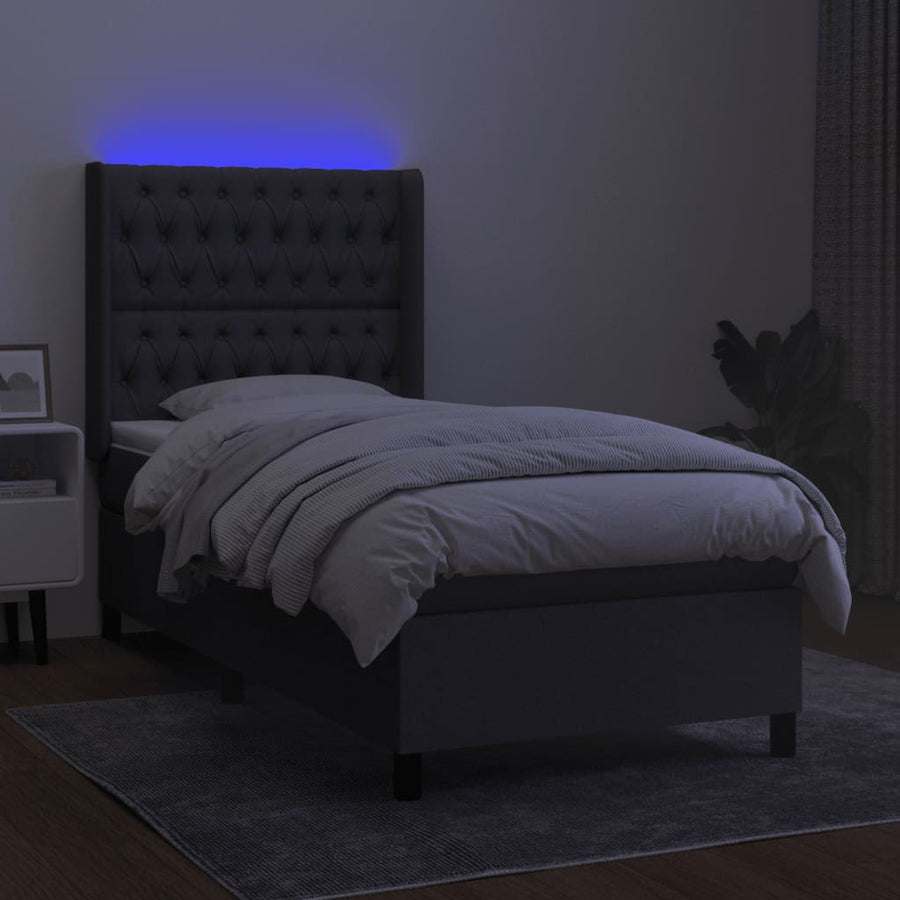 Boxspring Met Matras En Led Stof Donkergrijs 90 x 200 cm Getuft ontwerp