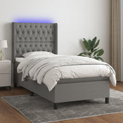 Boxspring met matras en LED 90x200 cm donkergrijs