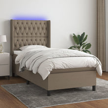 Boxspring Met Matras En Led Stof 80X200 Cm Taupe 90 x 200 cm Getuft ontwerp