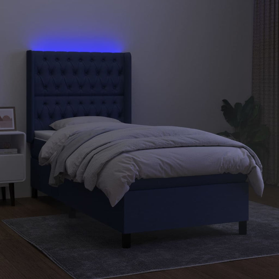 Boxspring Met Matras En Led Stof Blauw 90 x 200 cm Getuft ontwerp