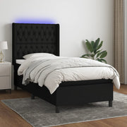 Boxspring 100x200 cm zwart met matras en LED