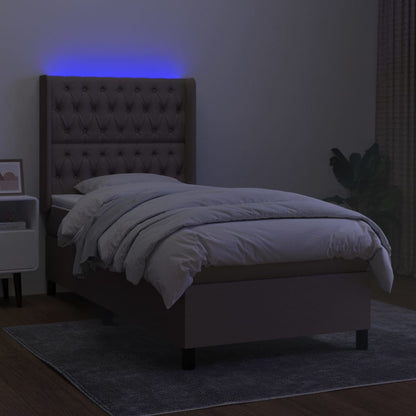 Boxspring Met Matras En Led Stof Taupe 100 x 200 cm Getuft ontwerp