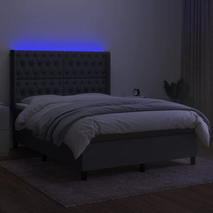 Boxspring Met Matras En Led Stof Donkergrijs 140 x 190 cm Getuft ontwerp