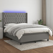 Boxspring met matras 140x190 cm donkergrijs LED