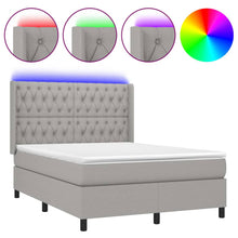 Boxspring met matras en LED stof lichtgrijs 140x200 cm 140 x 200 cm Lichtgrijs