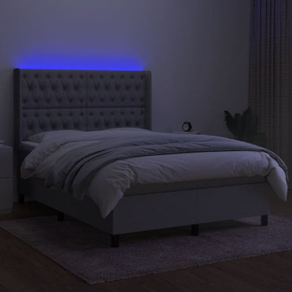 Boxspring met matras en LED stof lichtgrijs 140x200 cm 140 x 200 cm Lichtgrijs