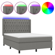 Boxspring Met Matras En Led Stof Donkergrijs 140 x 200 cm Getuft ontwerp