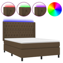 Boxspring Met Matras En Led Stof Donkerbruin 140 x 200 cm Getuft ontwerp