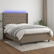 Boxspring met matras en LED 140x200 cm taupe