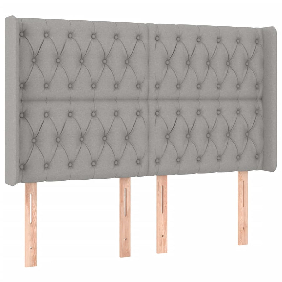 Boxspring met matras en LED stof lichtgrijs 160x200 cm 160 x 200 cm Getuft ontwerp