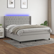 Boxspring 160x200 cm lichtgrijs met matras en LED