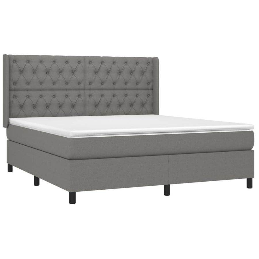 Boxspring Met Matras En Led Stof Donkergrijs 160 x 200 cm Getuft ontwerp