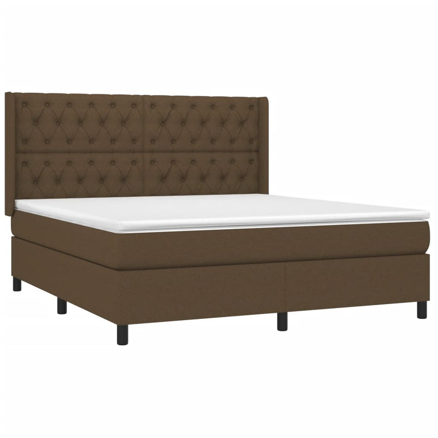 Boxspring Met Matras En Led Stof Donkerbruin 160 x 200 cm Getuft ontwerp
