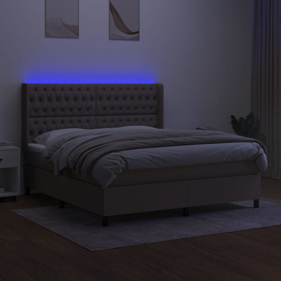 Boxspring Met Matras En Led Stof Taupe 160 x 200 cm Getuft ontwerp