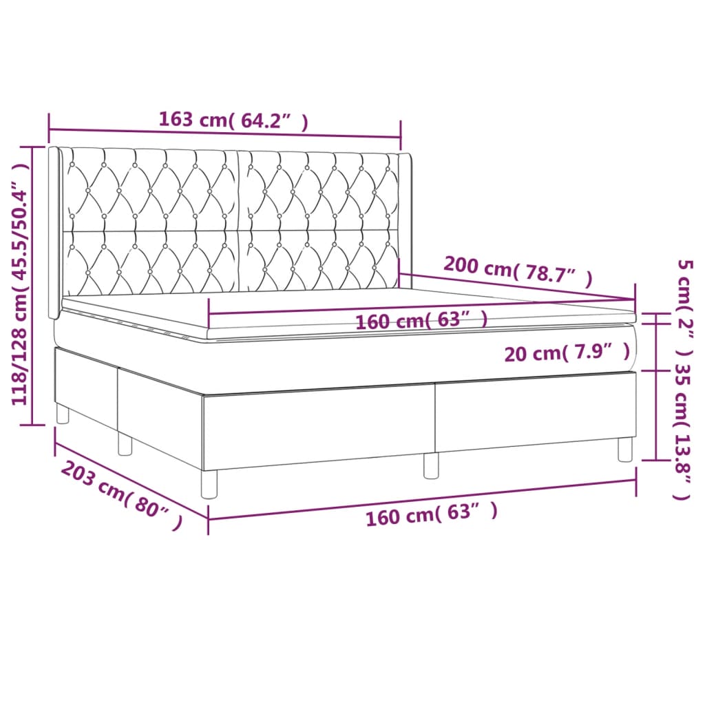 Boxspring Met Matras En Led Stof Taupe 160 x 200 cm Getuft ontwerp