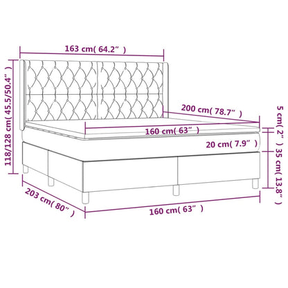 Boxspring Met Matras En Led Stof Taupe 160 x 200 cm Getuft ontwerp