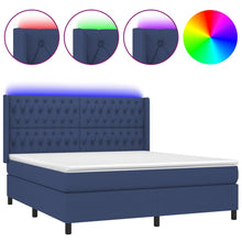 Boxspring Met Matras En Led Stof Blauw 160 x 200 cm Getuft ontwerp