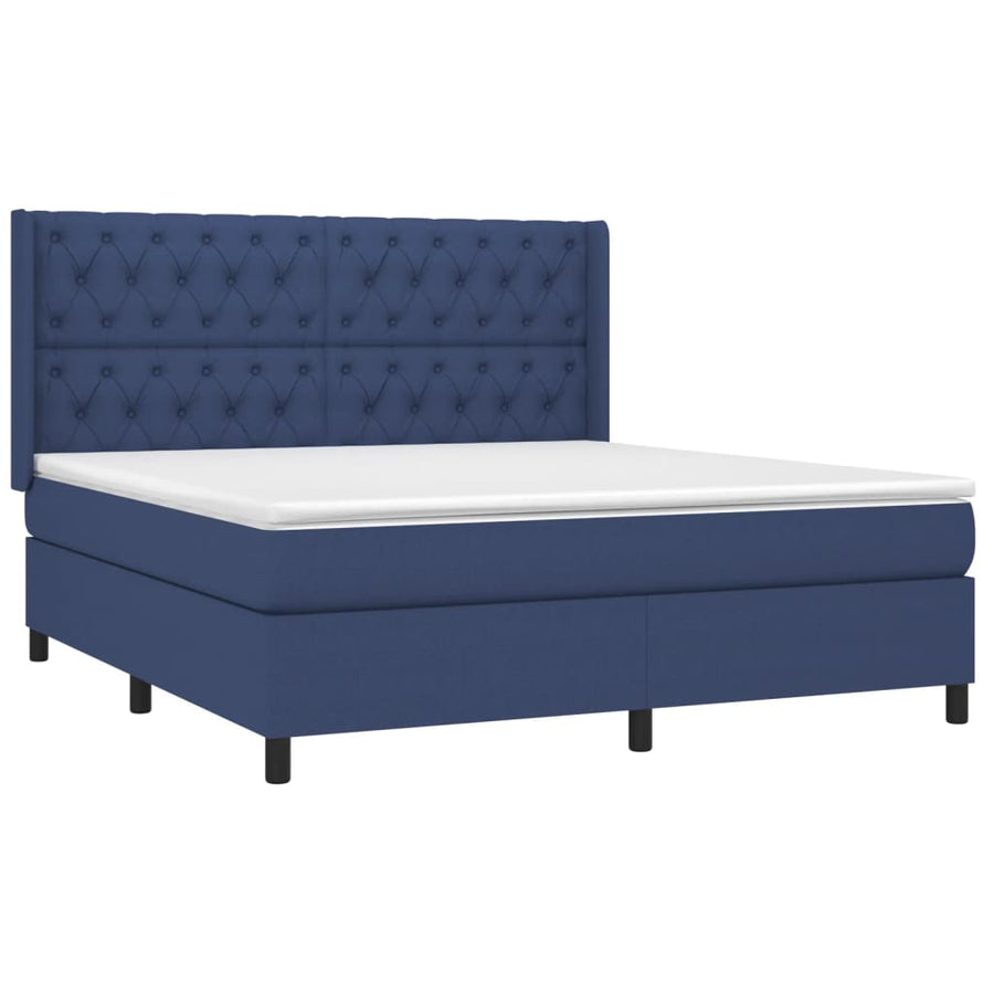 Boxspring Met Matras En Led Stof Blauw 160 x 200 cm Getuft ontwerp