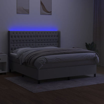 Boxspring met matras en LED stof lichtgrijs 180x200 cm 180 x 200 cm Getuft ontwerp