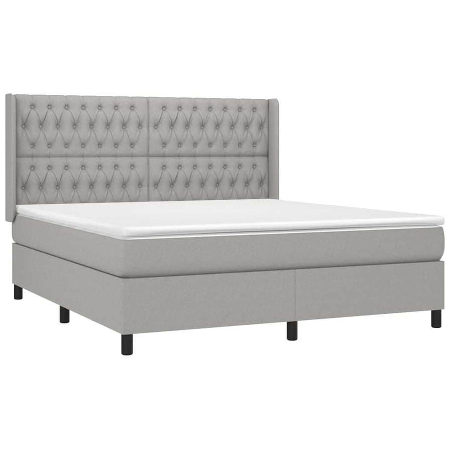 Boxspring met matras en LED stof lichtgrijs 180x200 cm 180 x 200 cm Getuft ontwerp