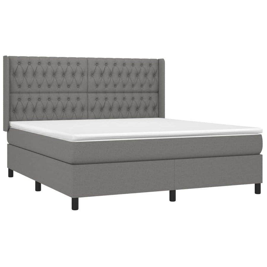 Boxspring Met Matras En Led Stof Donkergrijs 180 x 200 cm Getuft ontwerp