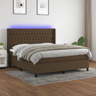 Boxspring Met Matras En Led Stof Donkerbruin 180 x 200 cm Getuft ontwerp