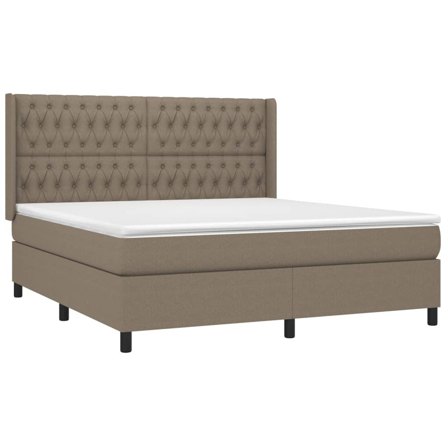 Boxspring Met Matras En Led Stof Taupe 180X200 Cm Taupe 180 x 200 cm Getuft ontwerp