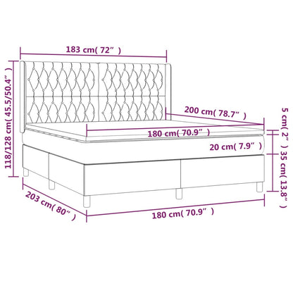 Boxspring Met Matras En Led Stof Taupe 180X200 Cm Taupe 180 x 200 cm Getuft ontwerp