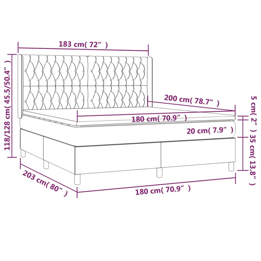 Boxspring Met Matras En Led Stof Taupe 180X200 Cm Taupe 180 x 200 cm Getuft ontwerp
