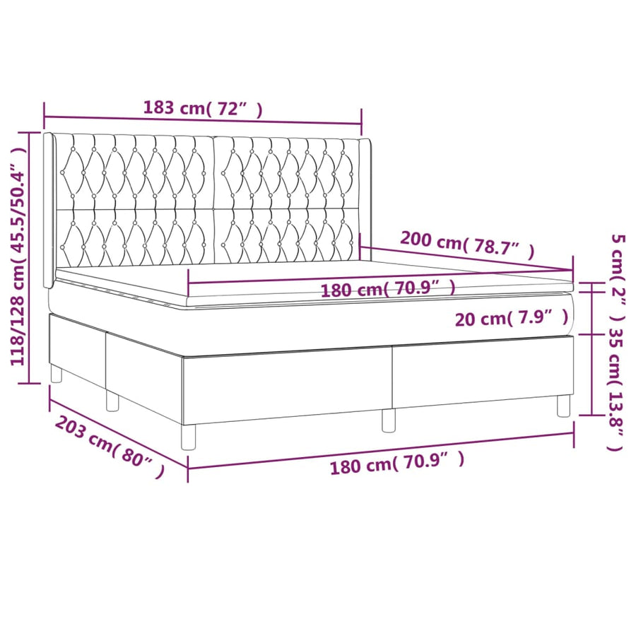 Boxspring Met Matras En Led Stof Crèmekleurig 180X200 Cm 180 x 200 cm Getuft ontwerp