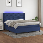 Boxspring met matras 180x200 cm blauw LED