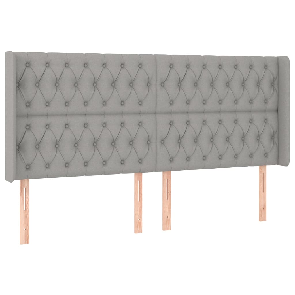 Boxspring met matras en LED stof lichtgrijs 200x200 cm 200 x 200 cm Lichtgrijs