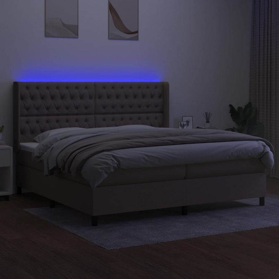 Boxspring Met Matras En Led Stof Taupe 200 x 200 cm Getuft ontwerp