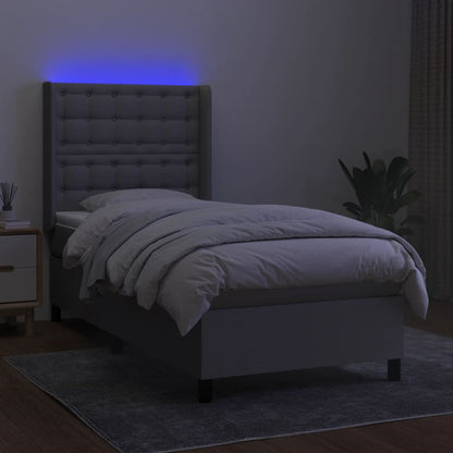 Boxspring Met Matras En Led Stof Lichtgrijs 80 x 200 cm Knopen