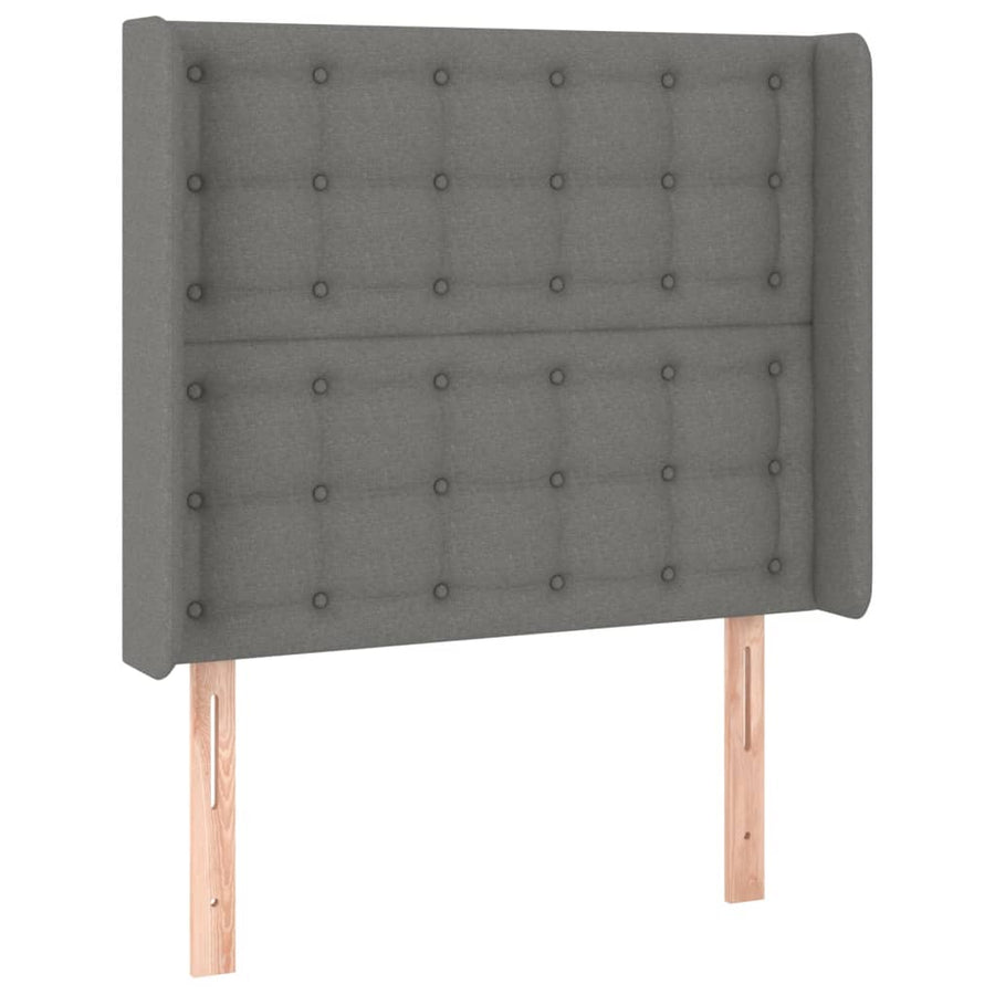 Boxspring Met Matras En Led Stof Donkergrijs 90X190 Cm Donkergrijs 90 x 190 cm Knopen