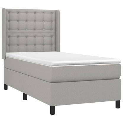 Boxspring met matras en LED stof lichtgrijs 100x200 cm 100 x 200 cm Lichtgrijs