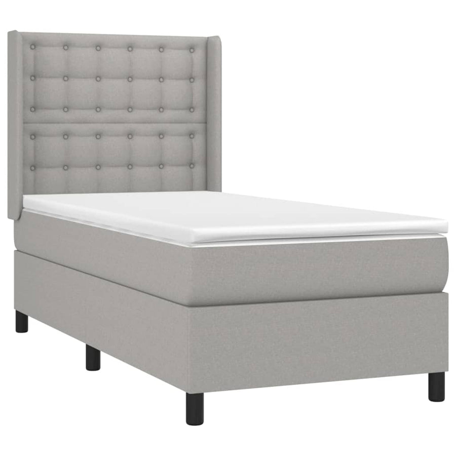 Boxspring met matras en LED stof lichtgrijs 100x200 cm 100 x 200 cm Lichtgrijs