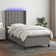 Boxspring met matras en LED 100x200 cm donkergrijs